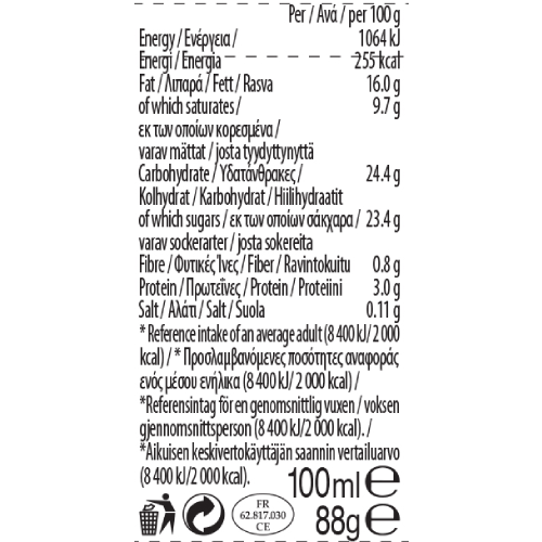 summer berries and cream minicup nutrition